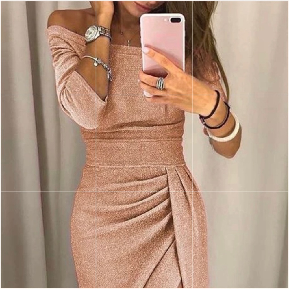 Shiny High Slit Bodycon dress